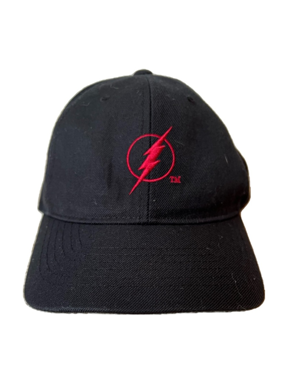 Black Baseball Cap with Red Lightning Bolt Logo